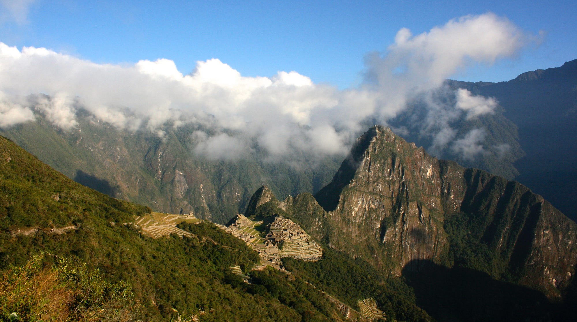 Looking out over Machu Picchu at the top of the Sun Gate. After 3 days of trekking it was a welcoming, and thrilling sight.