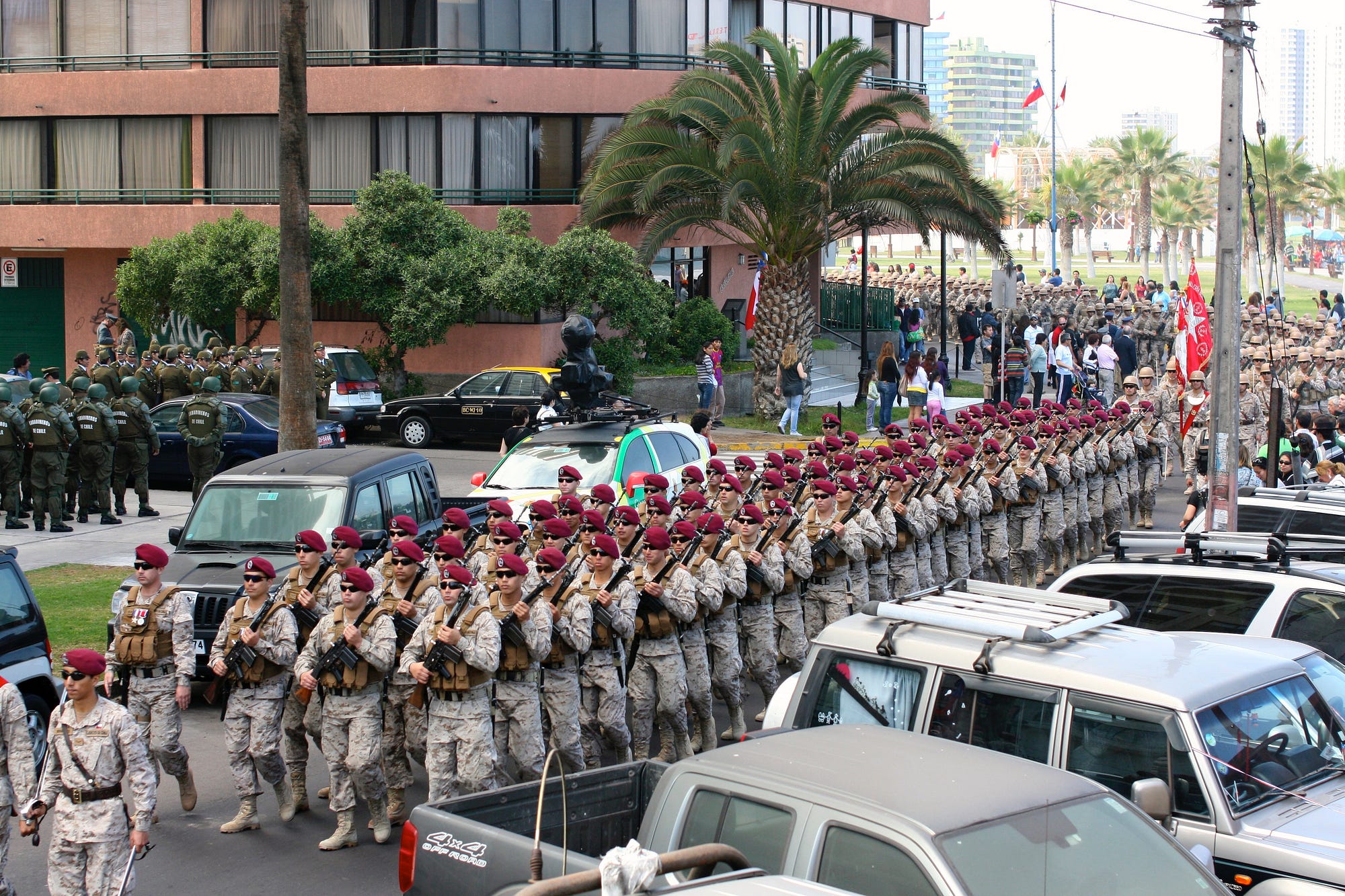 Watching the military parade from our hostels’ bedroom window