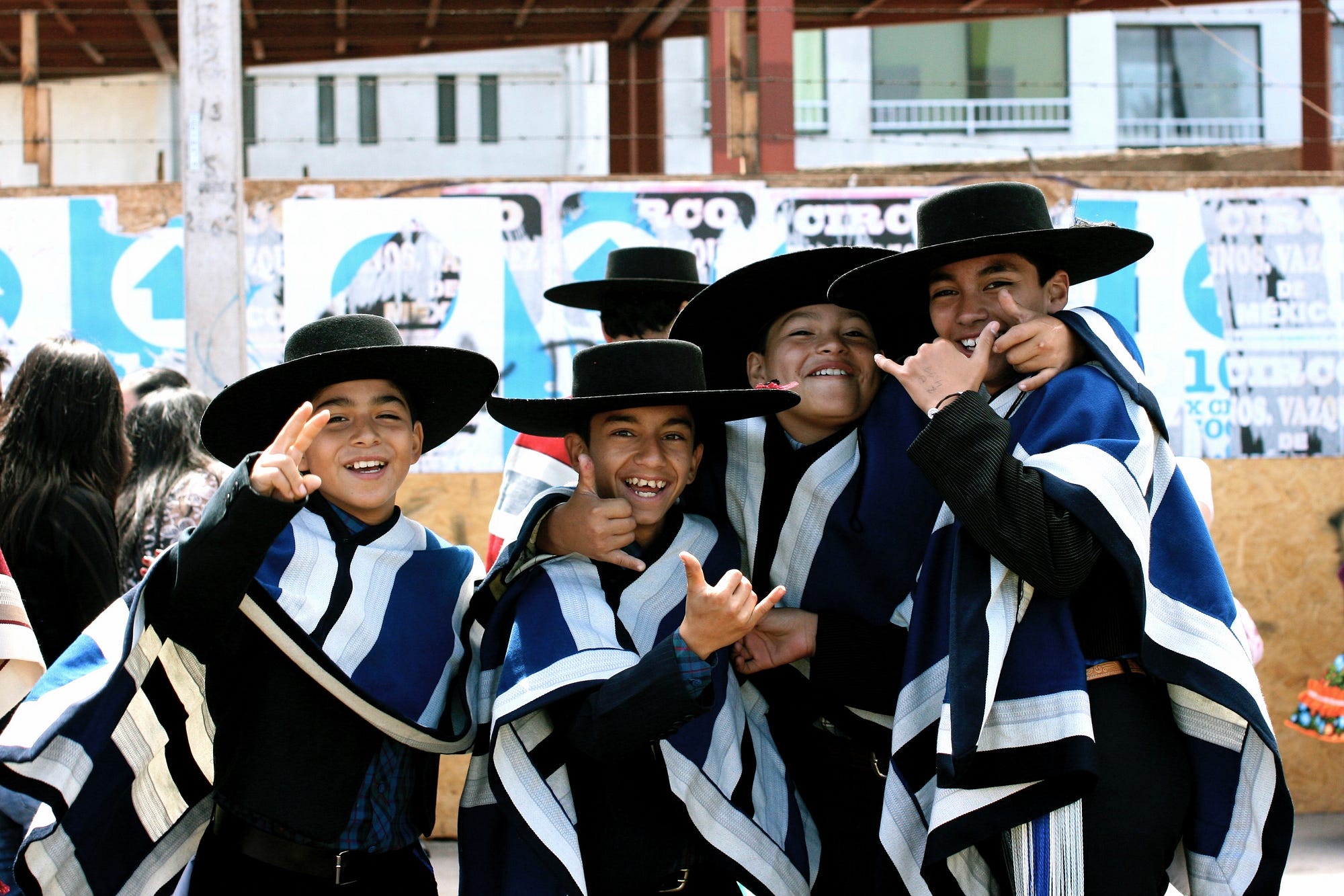 Local kids in traditional dress
