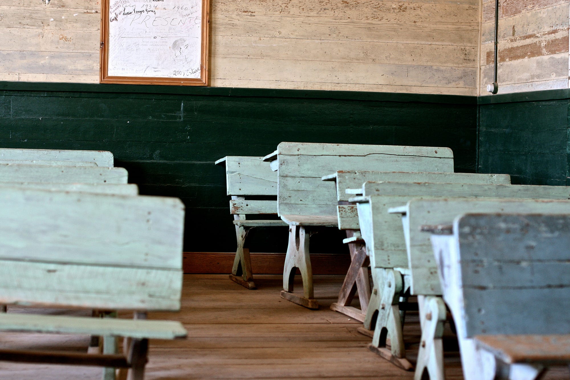 Abandoned school classrooms