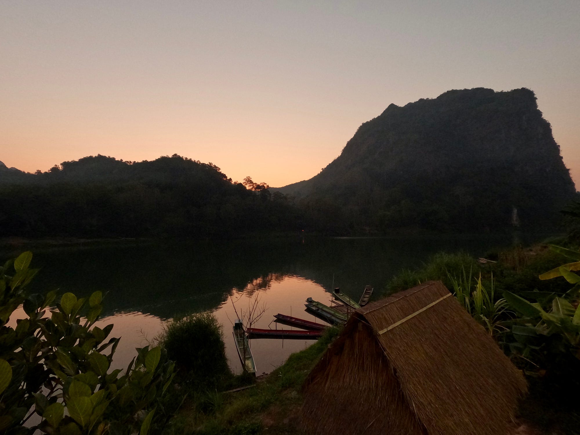 We lit a few mozzie coils, put some chilled tunes on, shared a cold Beerlao and watched the sun go down each night