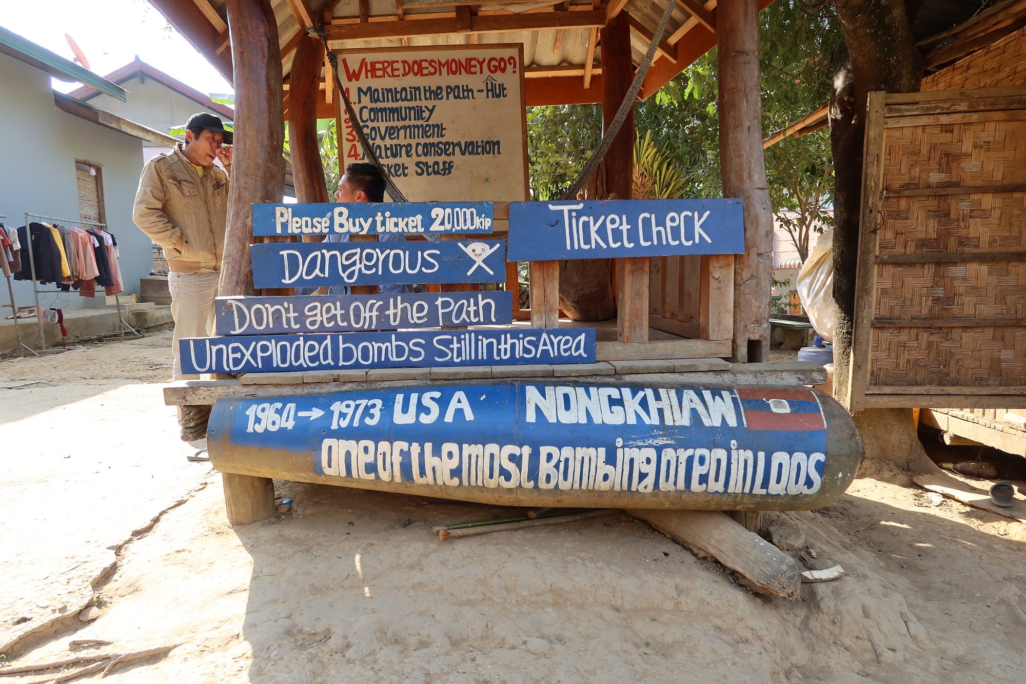 We learned during this trip just how much Laos and Cambodia were also devastated by bombs during the Vietnam War and signs like this were abundant throughout the country. Laos is still the most bombed country per capita in the world