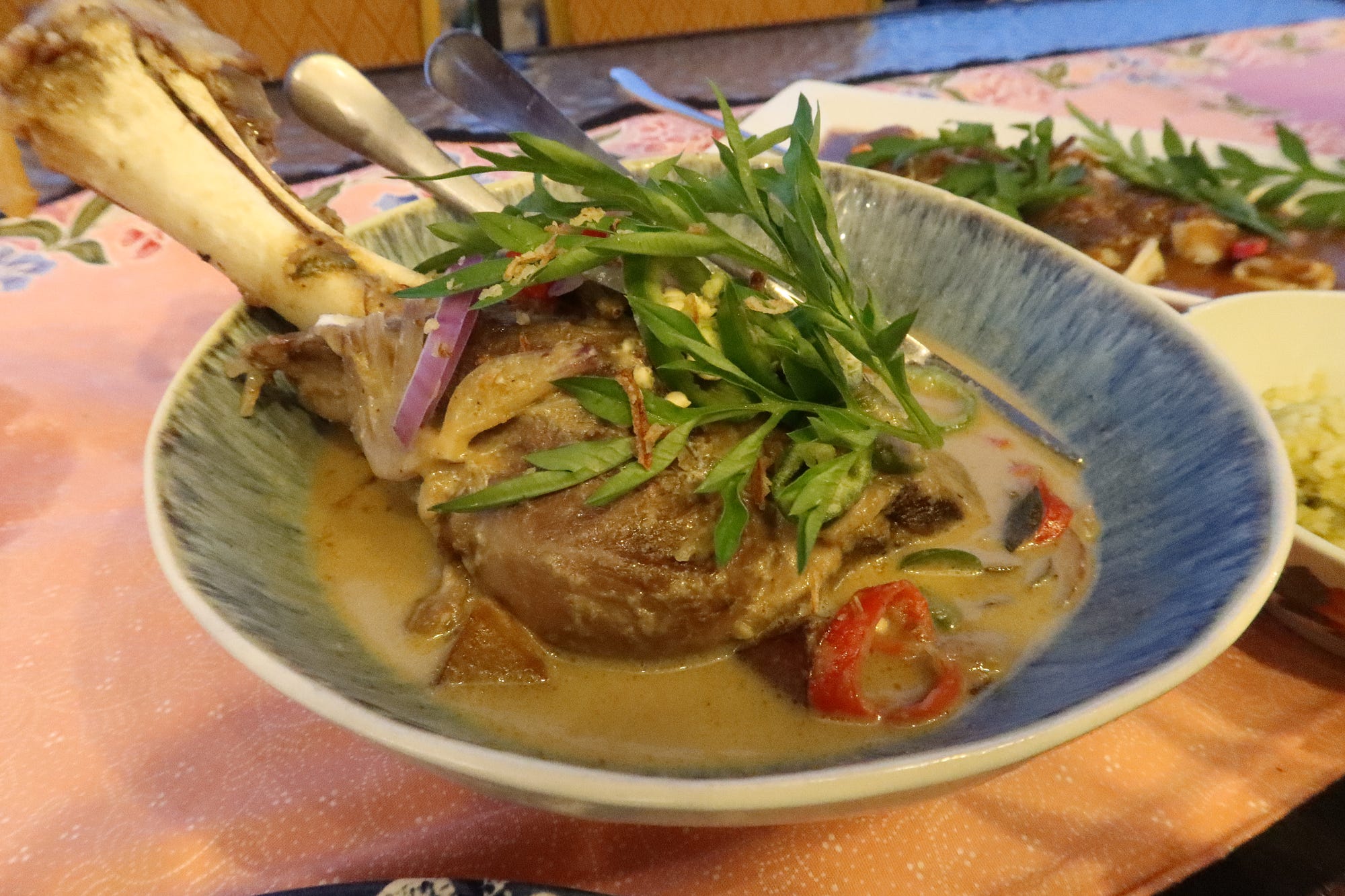 Here’s a slow cooked lamb shank and below are Malay popiah rolls