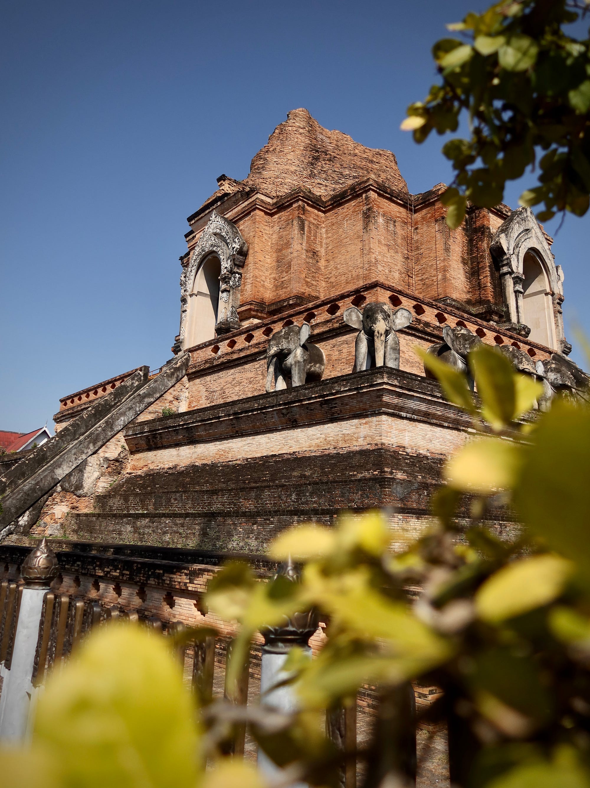 Wat Chedi Luang was built in Chiang Mai during the 15th century and was almost destroyed by an earthquake in 1545 reducing it to the size you see now