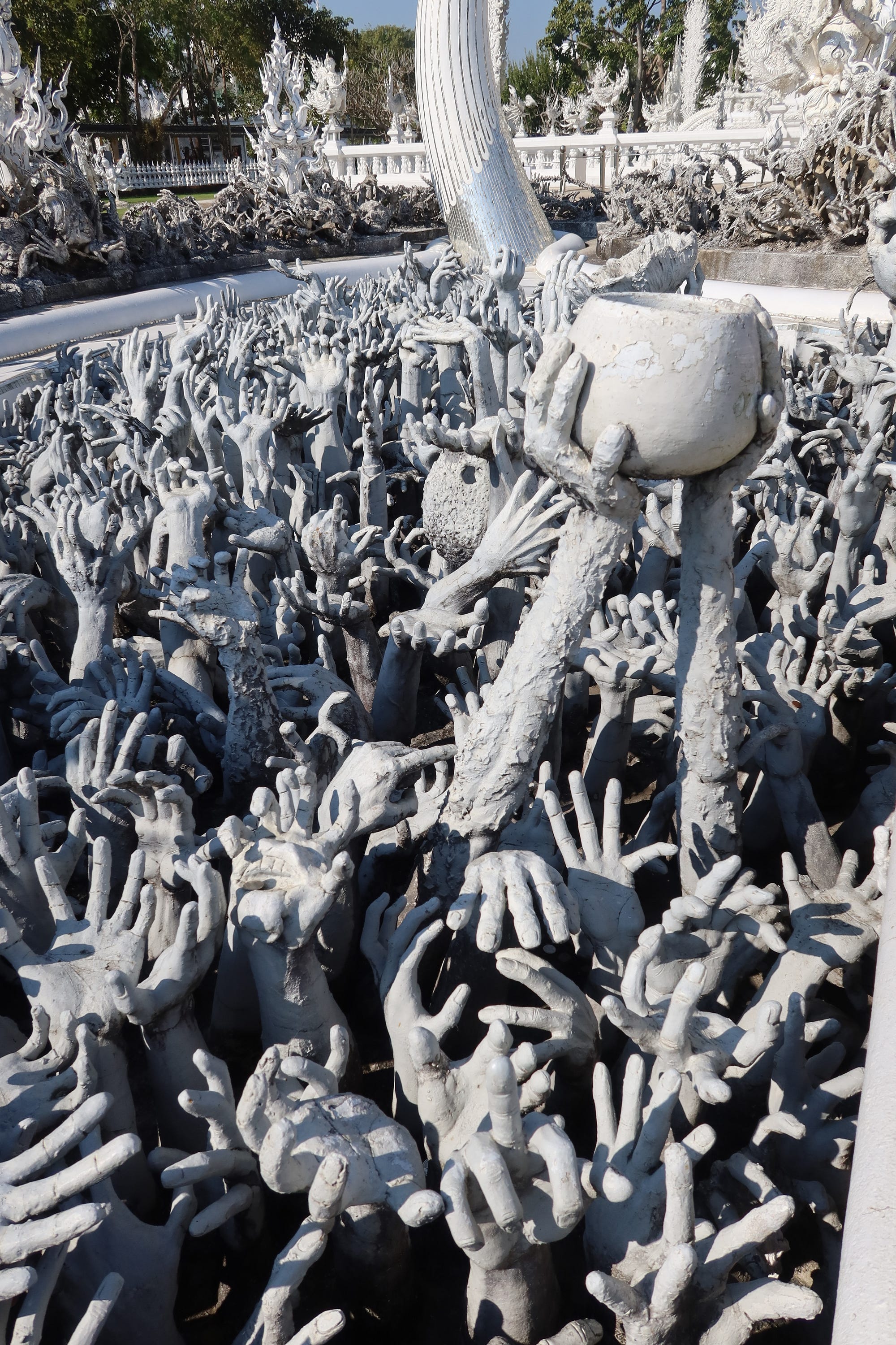 100% of the buildings, art pieces and more are completely white to indicate a form of purity