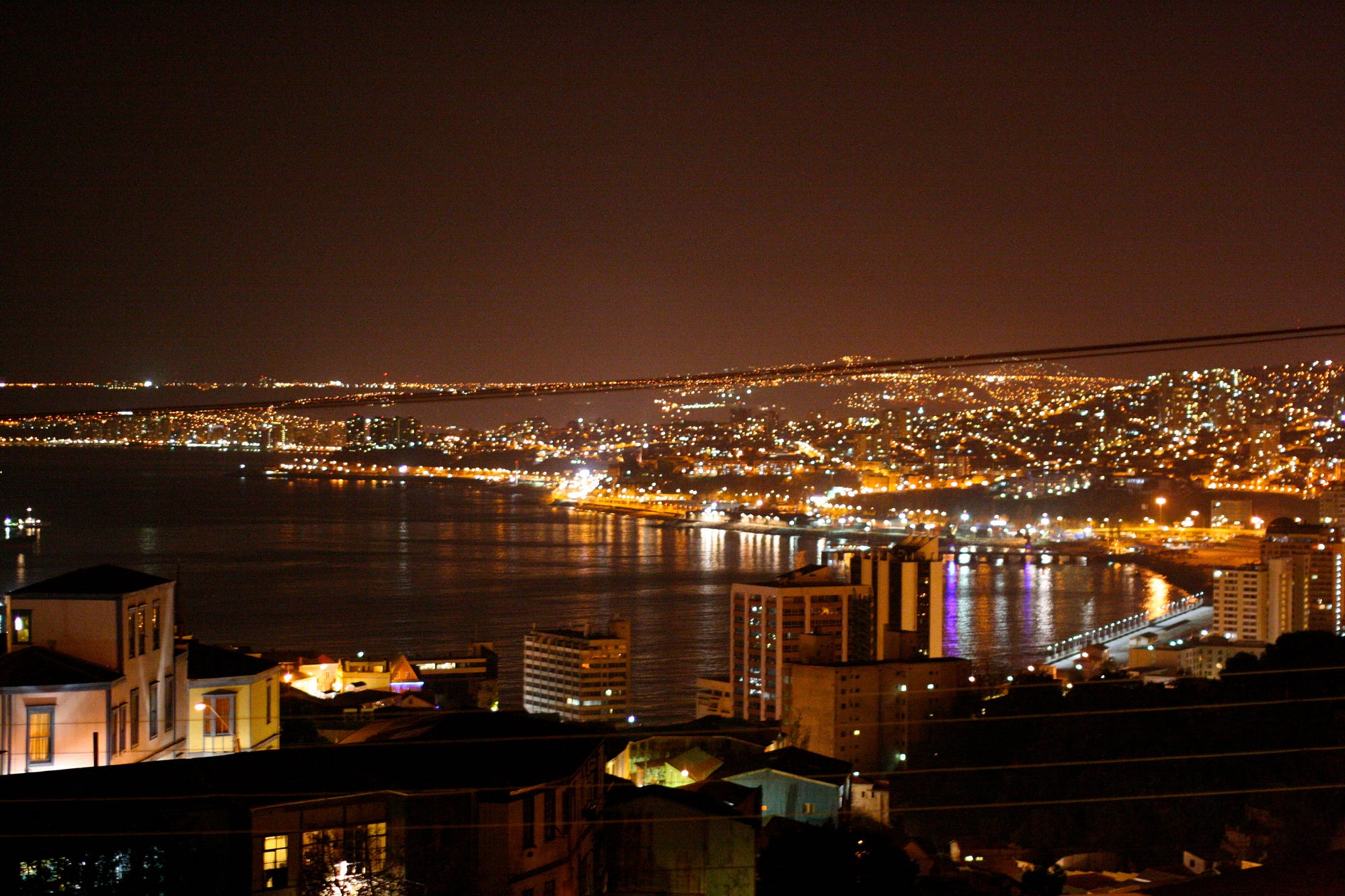 Valparaiso harbour by night