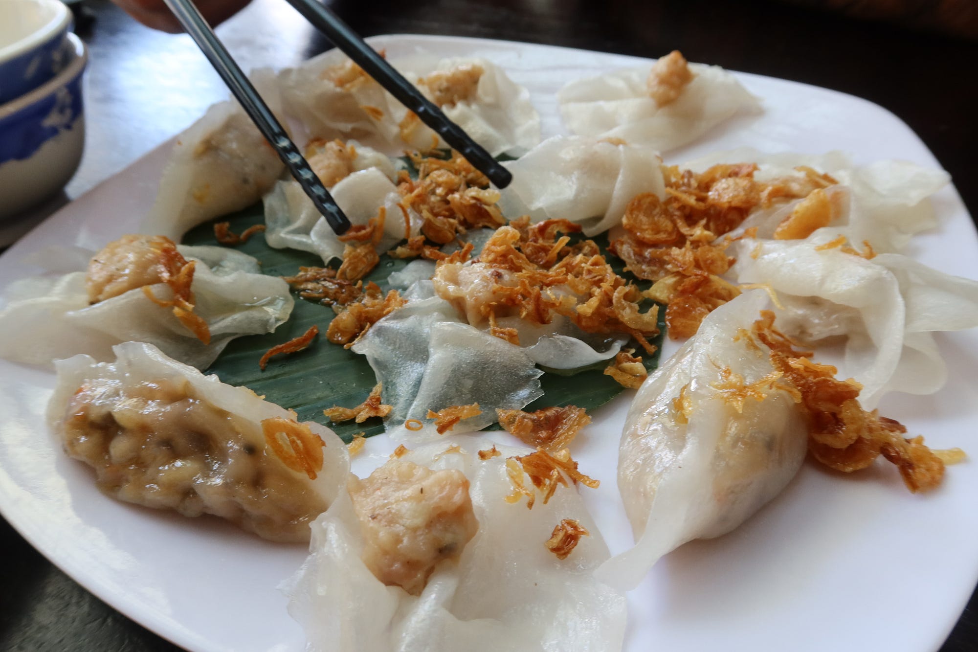 Carissa was very excited to try the famous white rose dumplings (bánh bao bánh vac)